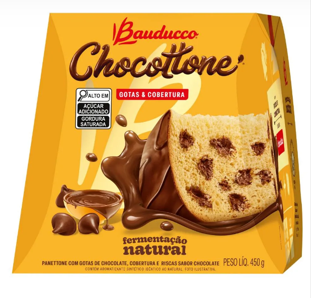 Chocottone Gotas & Cobertura Bauducco 450g | 18 unidades